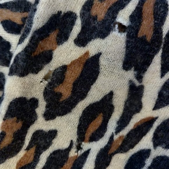 Knitwit Girls 8 Animal Print 100% Cashmere Full Zip Pockets Hoodie Jacket Flaws - Picture 7 of 11